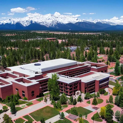 Prompt: a drone shot of mcconnell hall at nau.