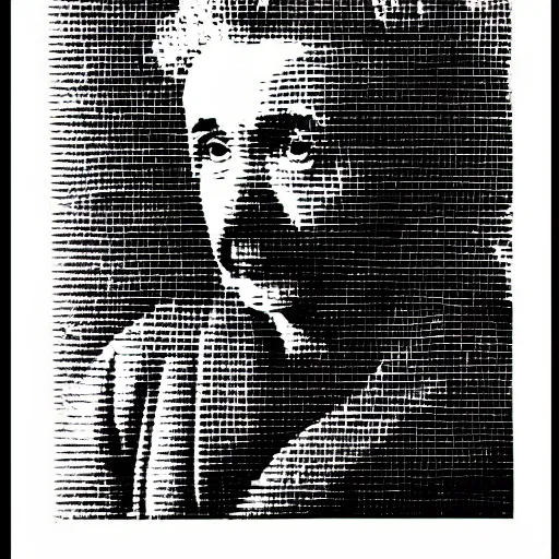 Image similar to halftone journal print of einstein being arrested.