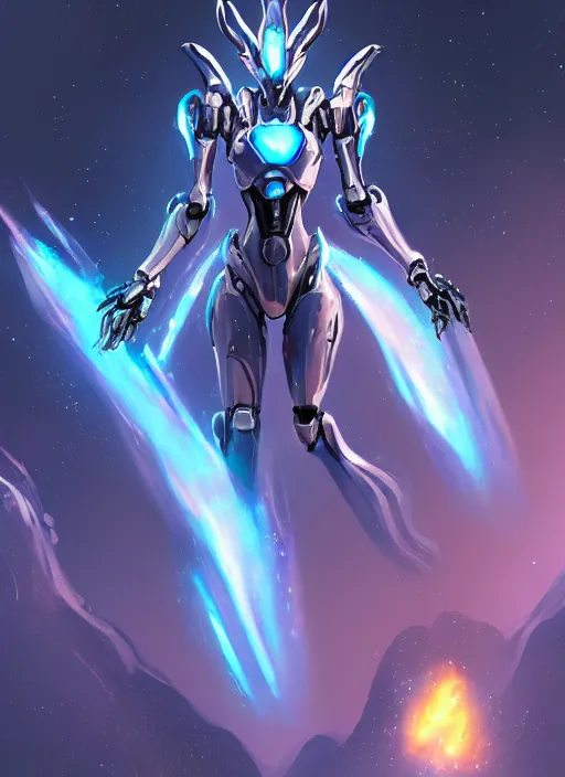 Image similar to cinematic shot, cosmic sized perfectly proportioned stunning beautiful anthropomorphic robot mecha female dragon, space background, larger than galaxies, posing elegantly, holding milky way in hands, sleek silver armor, epic proportions, epic size, epic scale, ultra detailed digital art, furry art, macro art, dragon art, giantess art, warframe fanart, furaffinity, deviantart