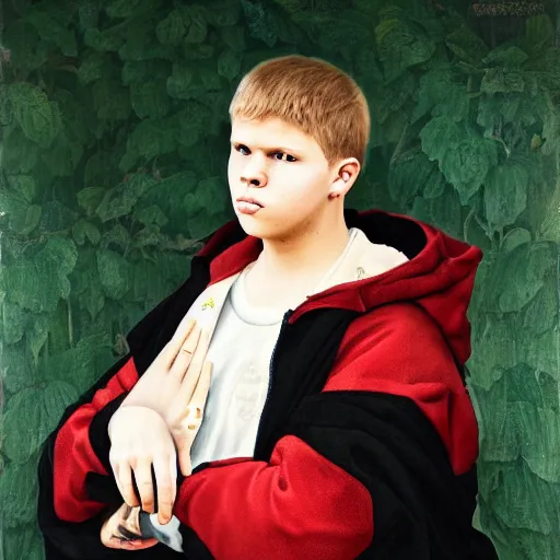 Image similar to portrait of yung lean renaissance style painting