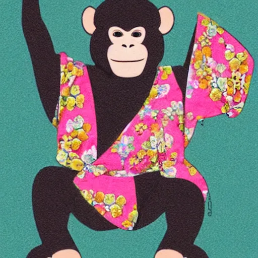 Image similar to a monkey in a kimono