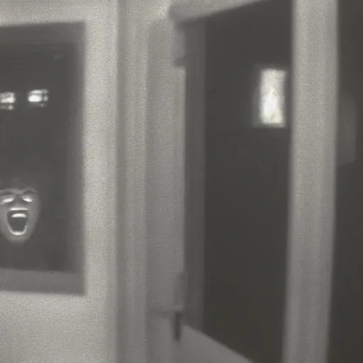 Image similar to creppy 2 0 0 1 photo of ronald mcdonald screaming in a dark room