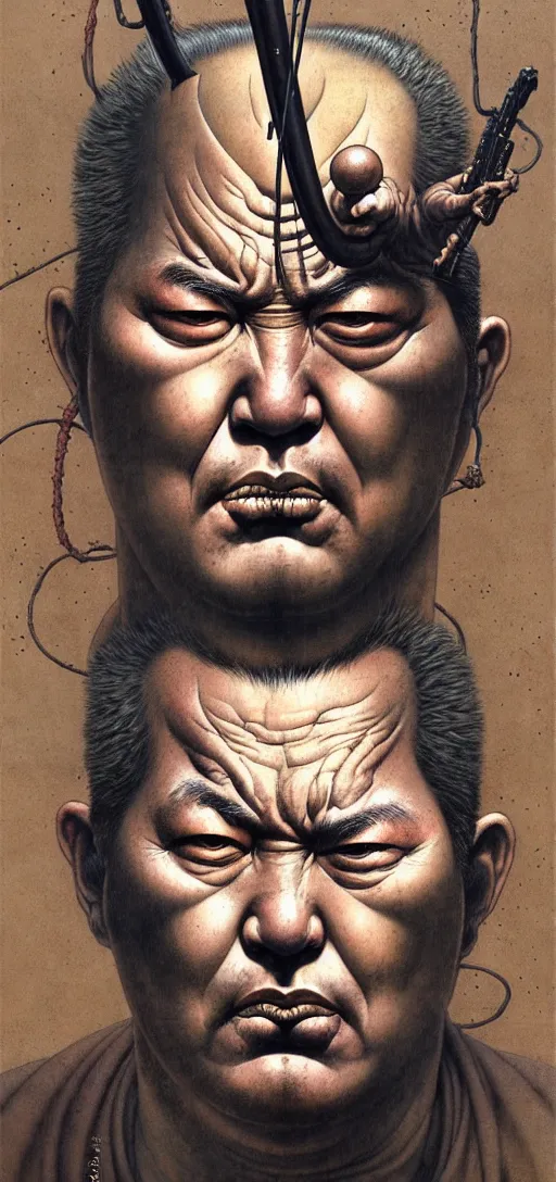 Image similar to portrait of zatoichi in the style of wayne barlowe, gustav moreau, peter mohrbacher, bussiere, roberto ferri, santiago caruso, luis ricardo falero, austin osman spare, boris vallejo, hajime sorayama