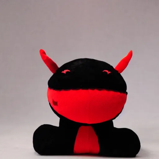 Prompt: cute fumo plush of a black and red monster, kawaii, symmetry