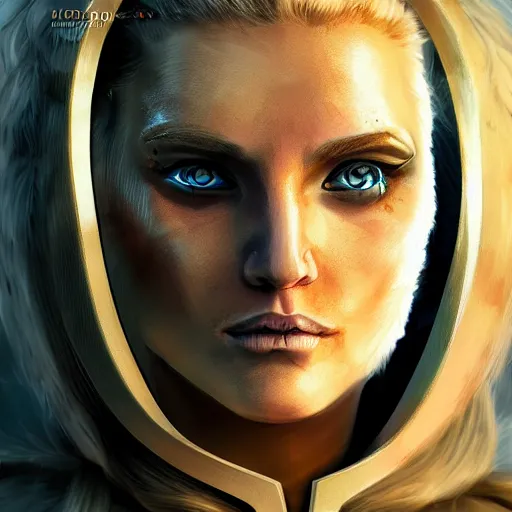 Prompt: scifi viking woman, blonde, portrait, warrior, science fiction, d & d, concept art, matte, sharp focus, illustration, concept art,