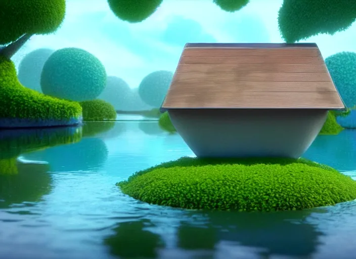 Image similar to water house dreamy unrealistic pixar trending on artstation