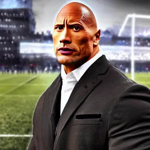 Prompt: Dwayne Johnson as a football manager