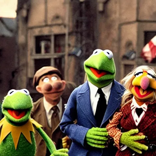 Prompt: the muppets in saving private ryan