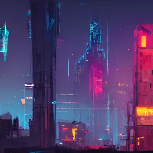 Image similar to ismail inceoglu's concept art, cel shadow, film shooting, trends on artstation, high quality, brush strokes, bright colors, neon flashing cyberpunk city castle under the night sky - w 8 9 6 - c 1 4. 0