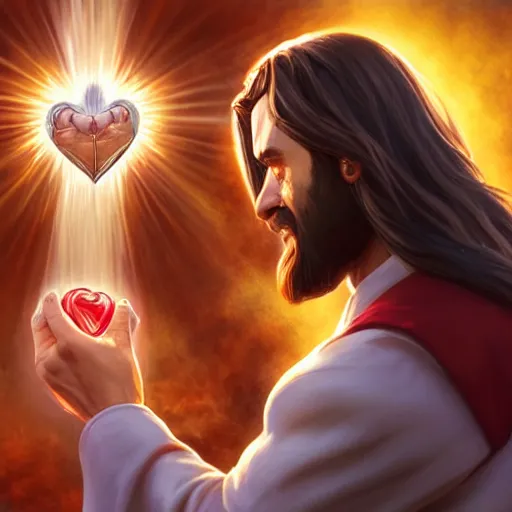 Image similar to Jesus christ transforming in Sonic holding the a shiny Sacred Heart , by Stanley Artgerm Lau, WLOP, Rossdraws, James Jean, Andrei Riabovitchev, Marc Simonetti, Yoshitaka Amano, ArtStation, CGSociety,