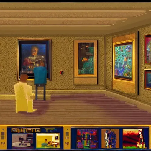 Image similar to this was the first virtual art museum in a 9 0's video game, made in 1 9 9 2, hd screenshot