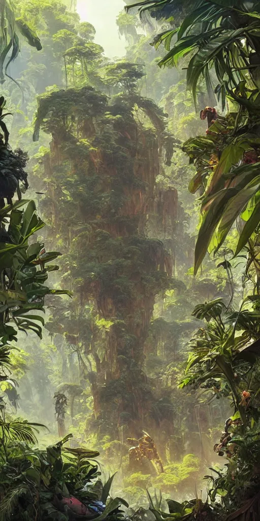 Image similar to an alien jungle landscape, apex legends, epic lighting, sketch illustration, ultra detailed, art by artgerm and greg rutkowski and alphonse mucha