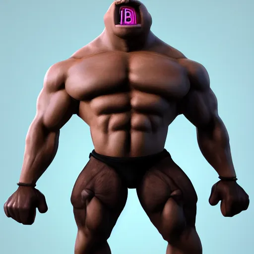 Image similar to minion as a bodybuilder, unreal engine 5, artstation