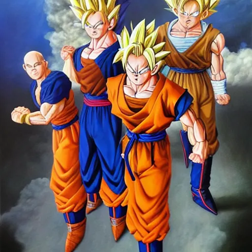 Image similar to highly detailed oil painting of dragon ball z by alex ross