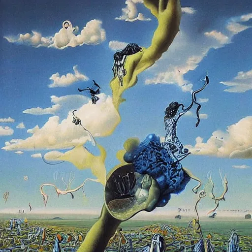 Image similar to the world between death and life, surrealistic extremely detailed painting, by damien gilley and salvador dali