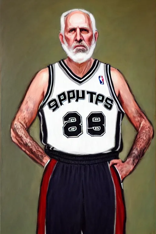 Prompt: full body portrait of the dictator of the san antonio spurs, 1 8 8 9, in full military garb, greg popovich, oil on canvas by william sidney mount, trending on artstation