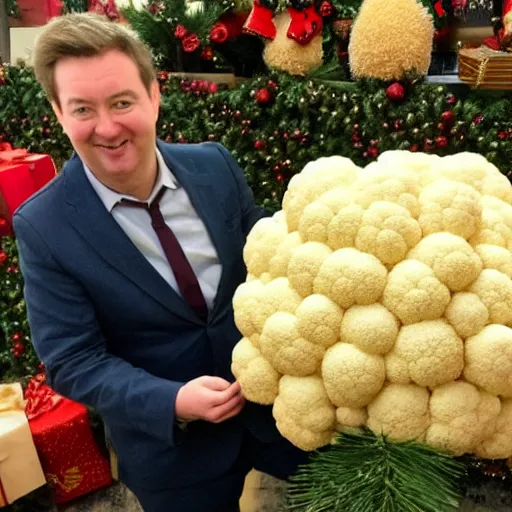 Image similar to David Mitchell admiring traditional christmas cauliflower