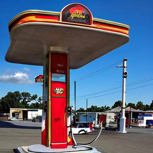 Prompt: baroque gas station