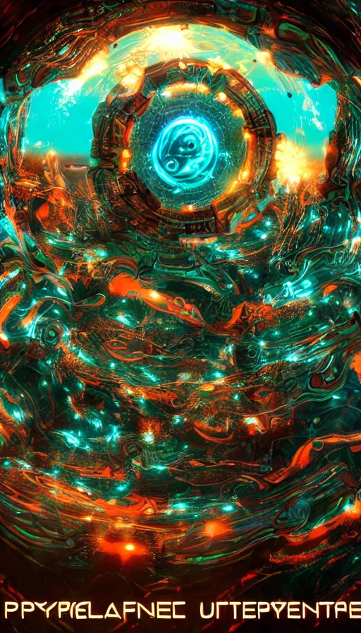 Image similar to psytrance artwork, with unreal engine