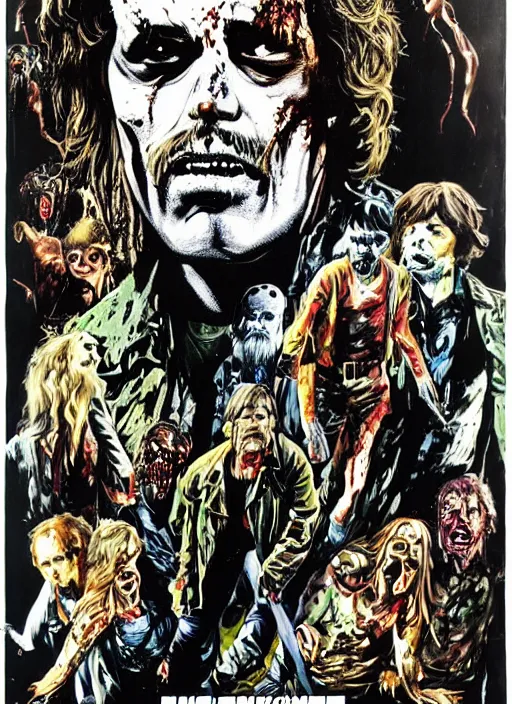 Image similar to a poster of lucio fulci's zombie ( 1 9 7 9 ), poster art by john carpenter, featured on deviantart, toyism, movie poster, concert poster, poster art, highly detailed