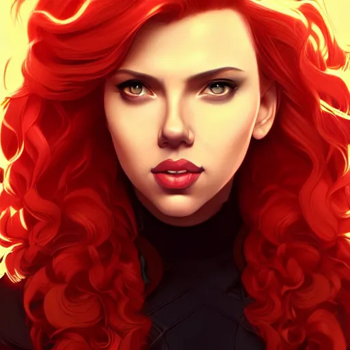 Image similar to a portrait of scarlett johansson black widow, art by lois van baarle and loish and ross tran and rossdraws and sam yang and samdoesarts and artgerm, digital art, highly detailed, intricate, sharp focus, trending on artstation hq, deviantart, unreal engine 5, 4 k uhd image