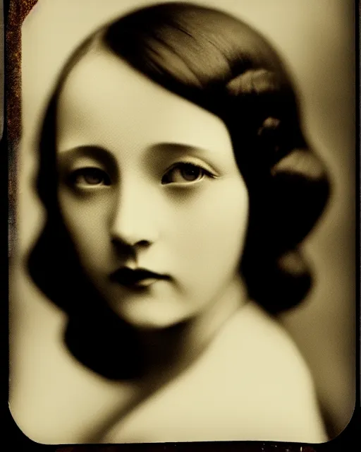 Prompt: [ [ [ [ tintype ] ] ] ] black and white dreamy young beautiful female artificial intelligence, metropolis, cinematic, rim light, bokeh, photo - realistic, elegant, high detail, 8 k, masterpiece, photo taken in 1 9 3 0