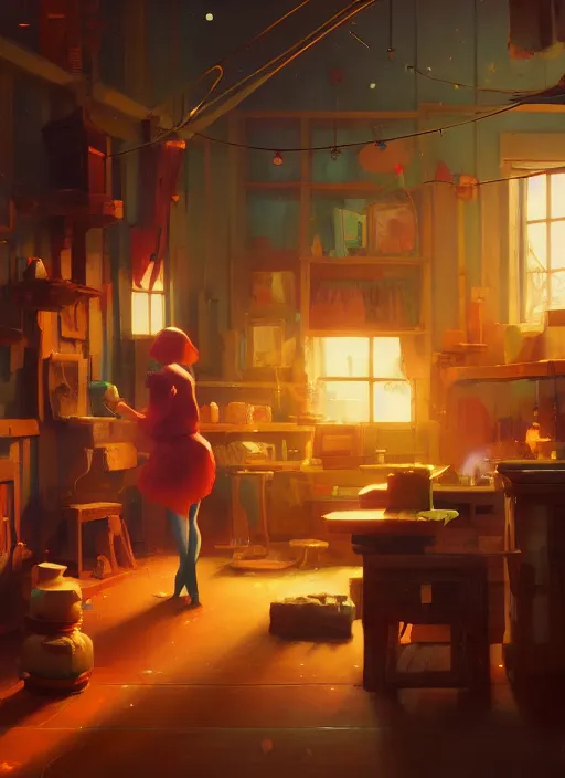 Image similar to beautiful interior of a cozy woodworker shop, james gilleard, delphin enjolras, goro fujita, makoto shinkai, paul lehr, exquisite lighting, octane render, very coherent, trending on artstation