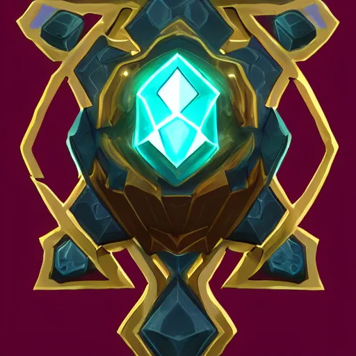 Image similar to Hextech, League of legends, gemstone, style of arcane, mechanical, Badge, trending on artstation,