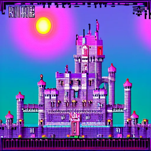 Image similar to Retrowave castle