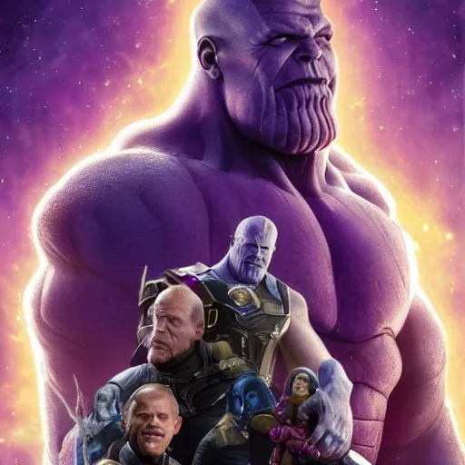 Image similar to thanos in a movie home alone 4k