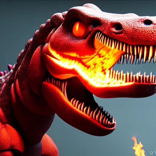 Image similar to fire breathing t-rex, highly detailed, 4k, HDR, award-winning, artstation, octane render