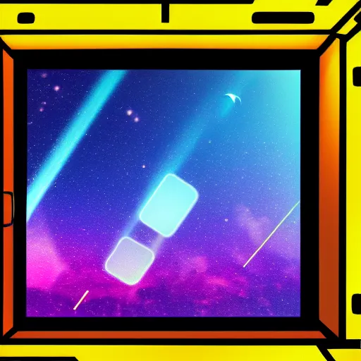 Image similar to A window to space in a synthwave style, digital art