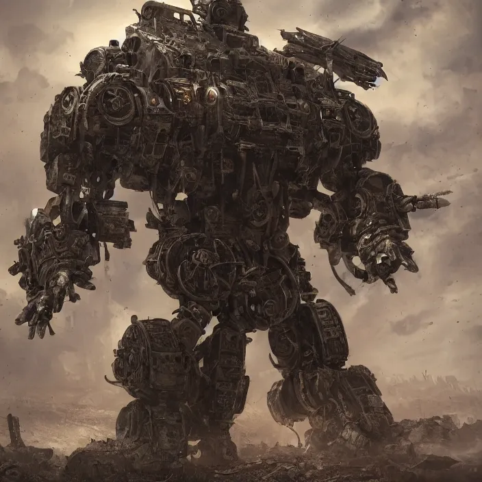 Prompt: gritty mech warrior bot, hyper - detailed, octane render, sharp focus, 4 k ultra hd, fantasy dark art, apocalyptic art