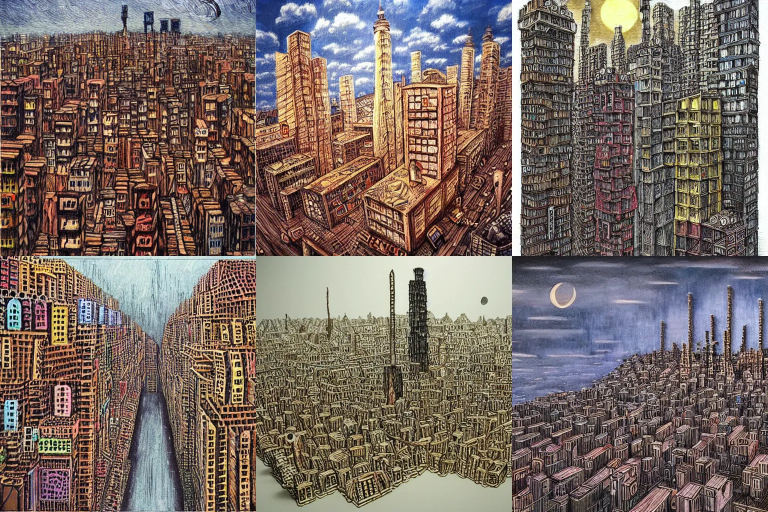 Prompt: a beautiful painting of a city made from matchsticks by marc simonette and alexander jansson, junji ito concept art