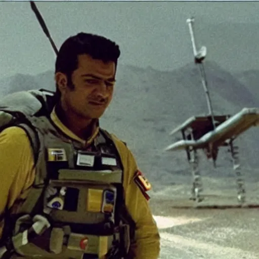 Prompt: kurdish astronaut holding a kurdish! kurdistan! flag in a movie directed by christopher nolan, movie still frame, promotional image, imax 7 0 mm footage