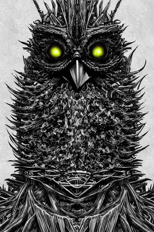 Prompt: crow monster, symmetrical, highly detailed, digital art, sharp focus, trending on art station, kentaro miura manga art style