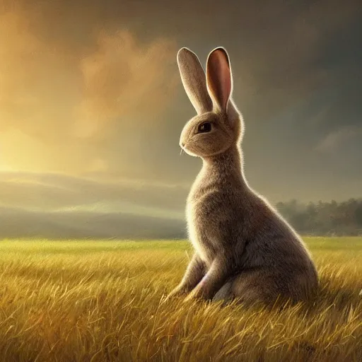 Prompt: bunny looking in a distance landscape photprealism ultradetailed digital art, irina french, heraldo ortega, mandy jurgens, golden ratio, art canvas, award winning, masterpiece trending on artstation 8 k 1 5 0 mpx