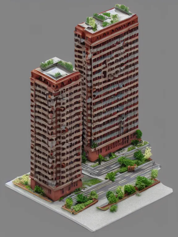 Prompt: a soviet apartment building , beautiful miniature, diorama , isometric, 3d render, simple