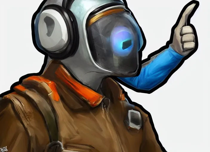 Image similar to budgie wearing a pilot helmet and pilot jacket giving a thumbs up to the viewer, full body concept art, digital painting, 8 k, trending on deviantart, trending on furaffinity, concept art.