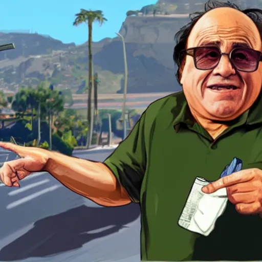 Prompt: danny devito, gta v concept art