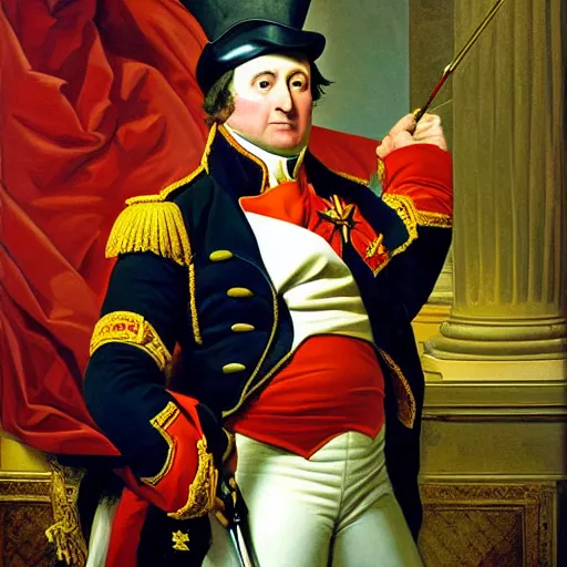 Image similar to kevin o'leary painting as napoleon by jacques louis david