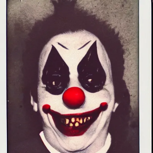 Image similar to Old polaroid photo of a Clown Vampire