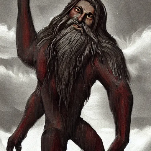 Prompt: north mythology concept art painting of ymir the ancestor of all giants