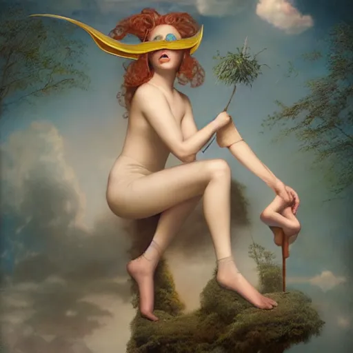 Image similar to the goddess of lost socks, by tom bagshaw peter kemp