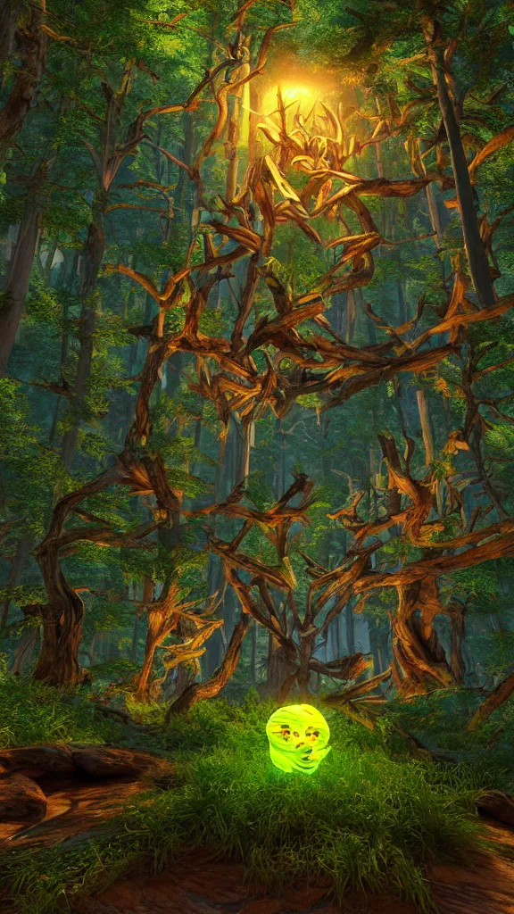 Image similar to spirit of forest, global illumination ray tracing hdr fanart arstation by sung choi and eric pfeiffer and gabriel garza and casper konefal bastion forged hardmesh lisa frank zbursh central