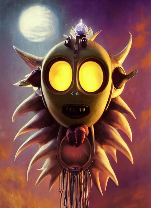 Image similar to hyper realistic, portrait of a mega derpy majora's mask by greg rutkowski, scott m fischer, artgerm, loish, slight glow, atmospheric, anne stokes, alexandros pyromallis