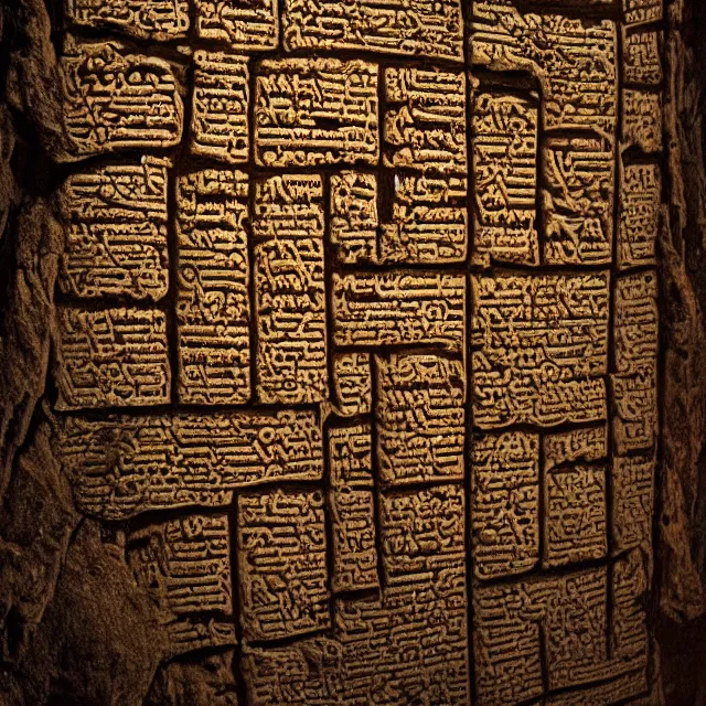 Image similar to ultra - realistic photo a damaged unrolled dead sea scroll with nabeatean aramaic in sideways columns, dark, brooding, volume lighting, atmospheric lighting, painted, intricate, ultra detailed by dave dorman, jason edminston, bob eggleton, well composed, best on artstation, cgsociety, epic, stunning, gorgeous, intricate detail, wow, masterpiece