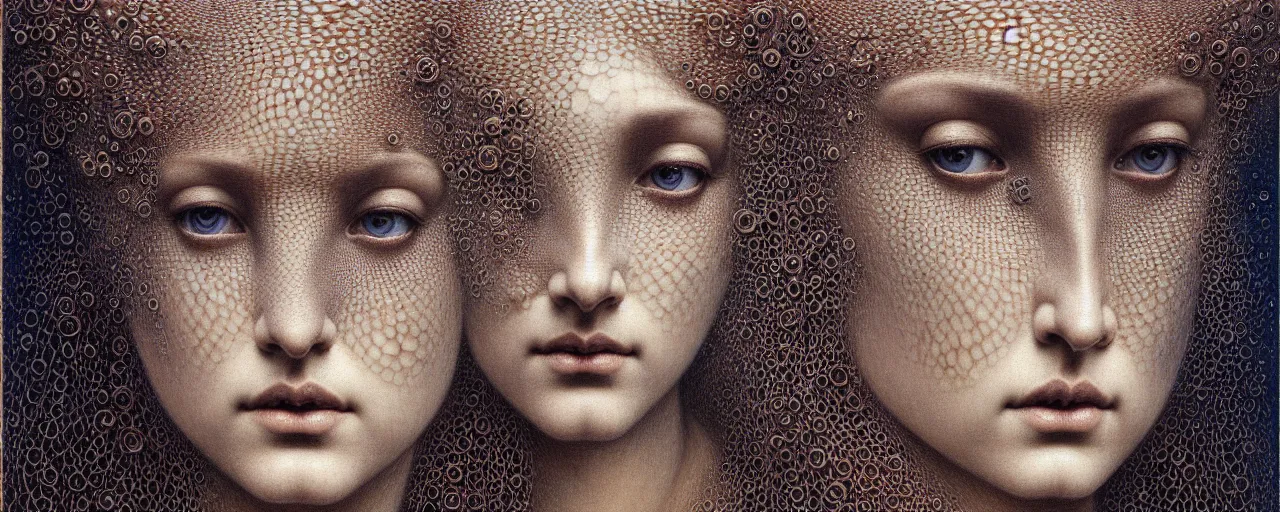 Prompt: hyperrealistic stunning goddess face portrait by jean delville, gustave dore, iris van herpen and marco mazzoni, art forms of nature by ernst haeckel, art nouveau, symbolist, masterpiece, visionary, gothic, neo - gothic, pre - raphaelite, fractal lace, intricate alien botanicals, ai biodiversity, surreality, hyperdetailed ultrasharp octane render