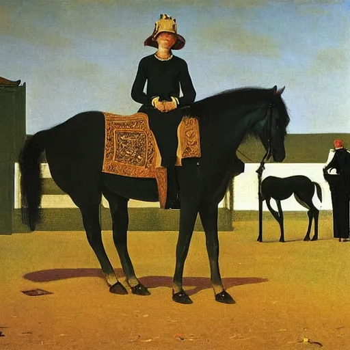 Prompt: offerings for the horse goddess by george stubbs by frederic remington by magritte