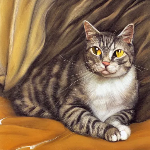 Prompt: high quality high detail painting by lucian freud, hd, portrait of cat, photorealistic lighting